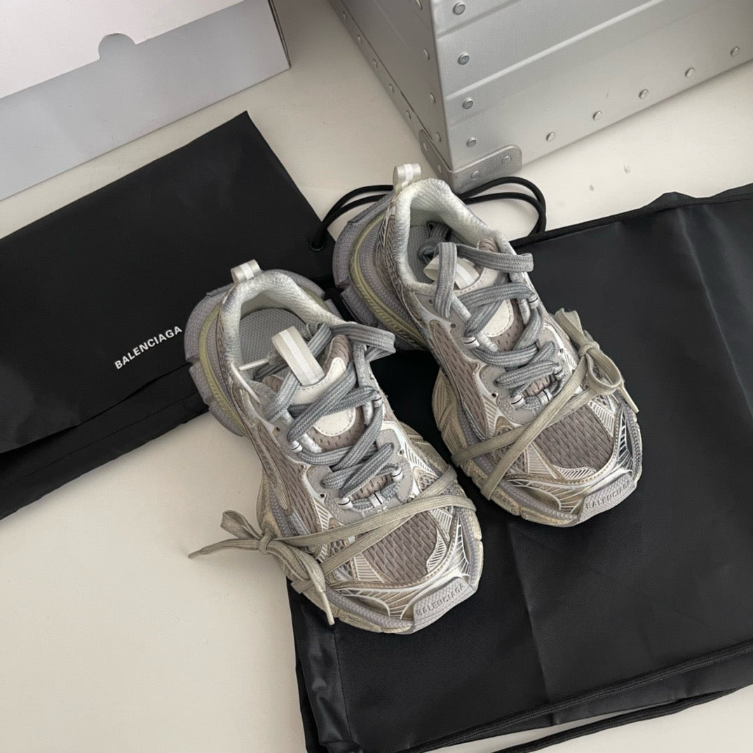 Caged Panel Runner Black and Silver Sneakers