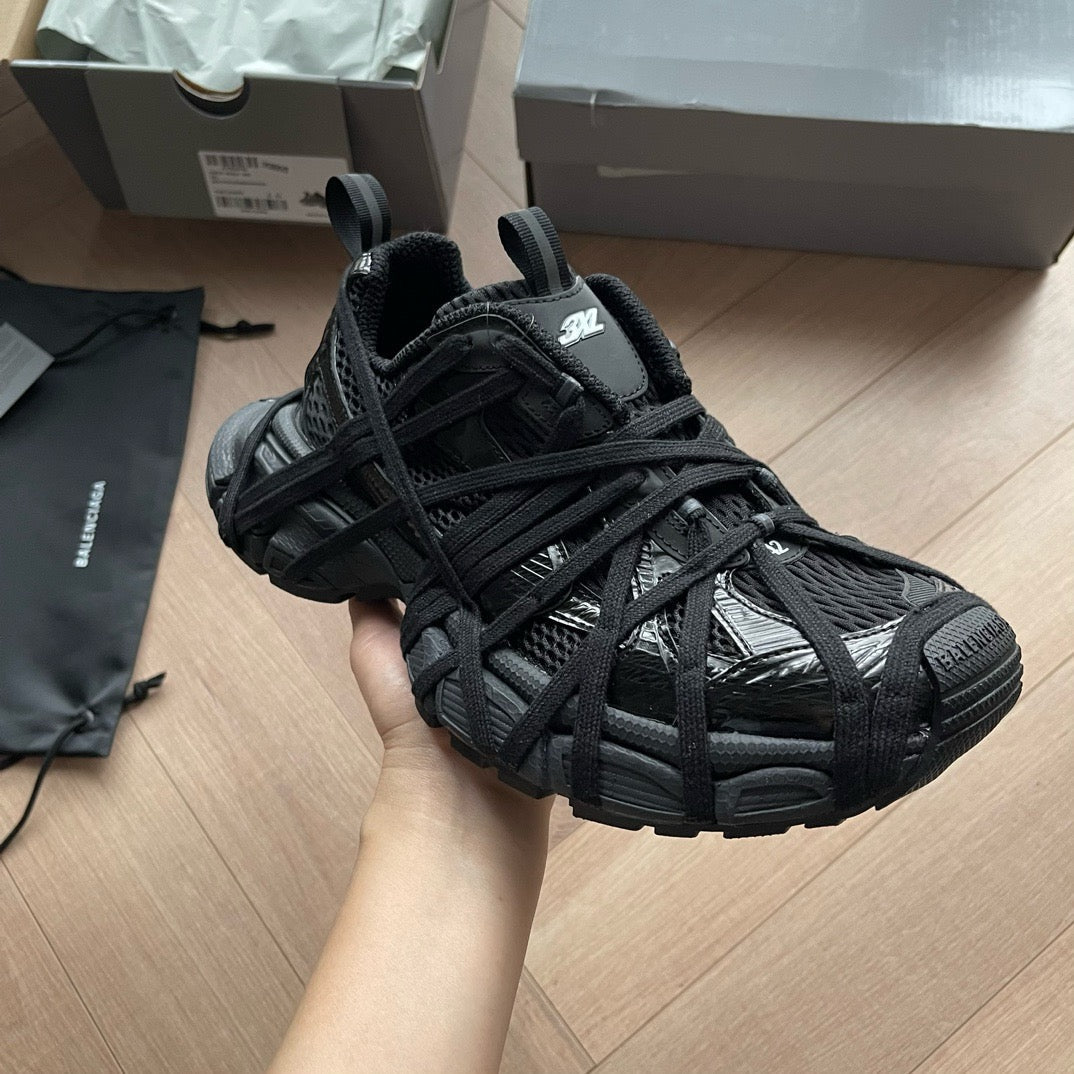 Caged Panel Runner Black Sneakers