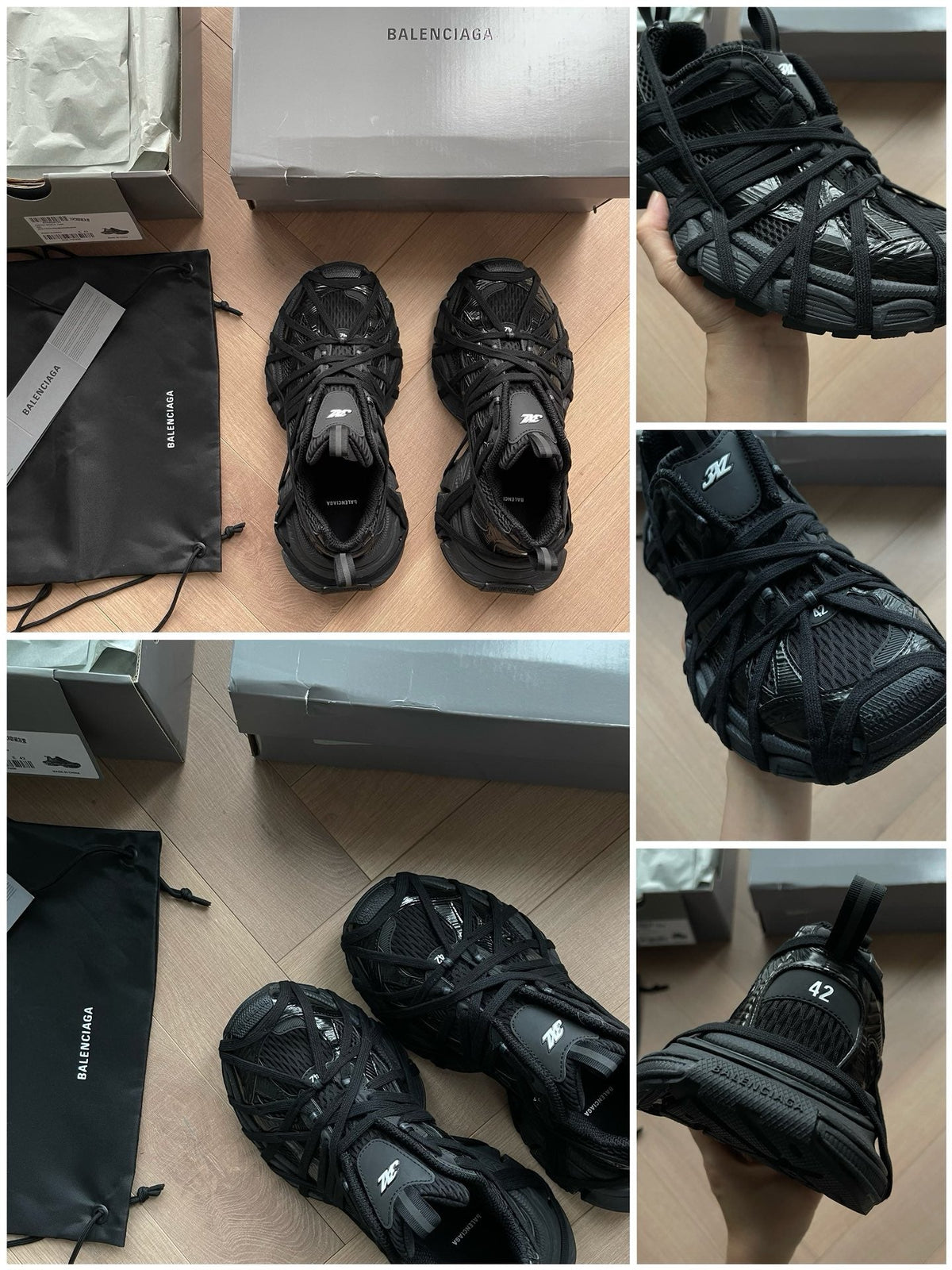 Caged Panel Runner Black Sneakers