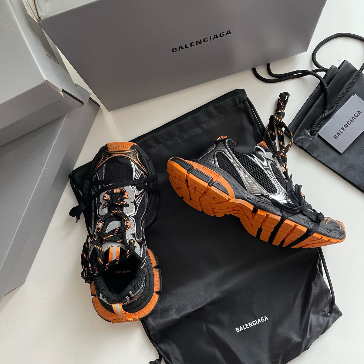 Caged Panel Runner Orange Sneakers