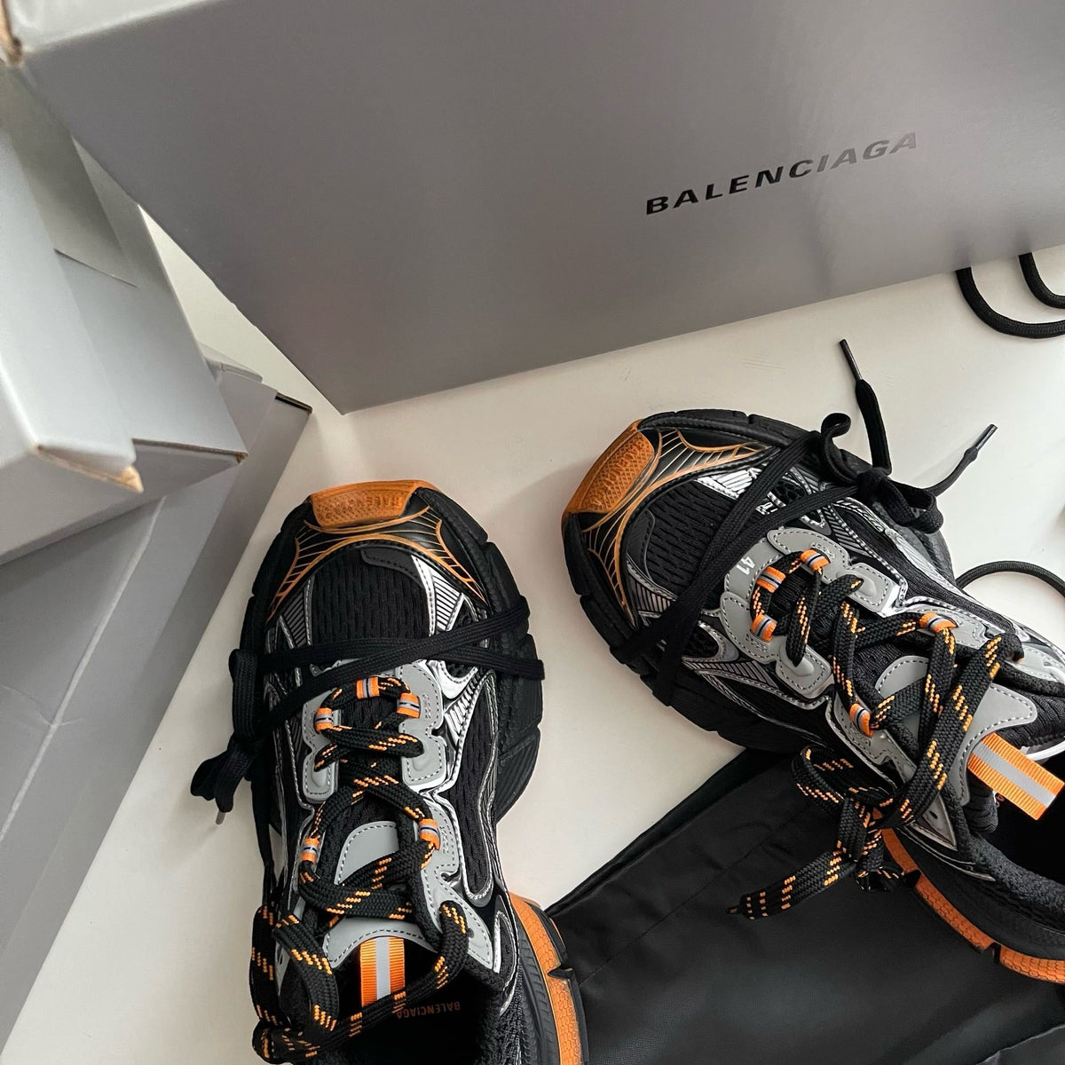 Caged Panel Runner Orange Sneakers