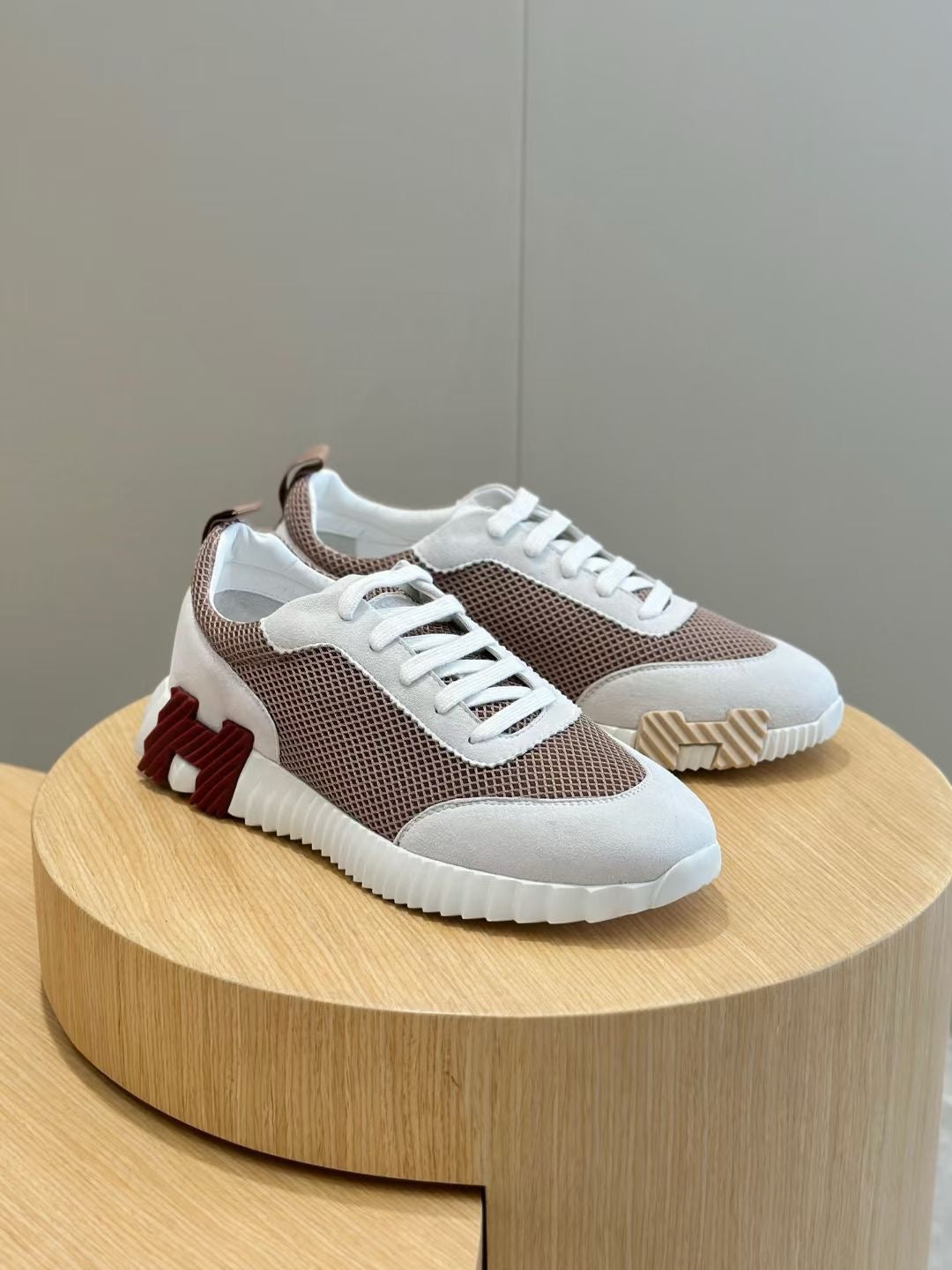 Burgundy Leather Colourblock Runner - Men's