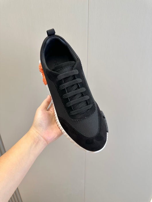 Navy Leather Contrast Sole Low-Top - Men's