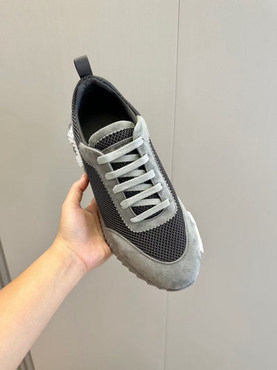 Navy Leather Contrast Sole Low-Top - Men's