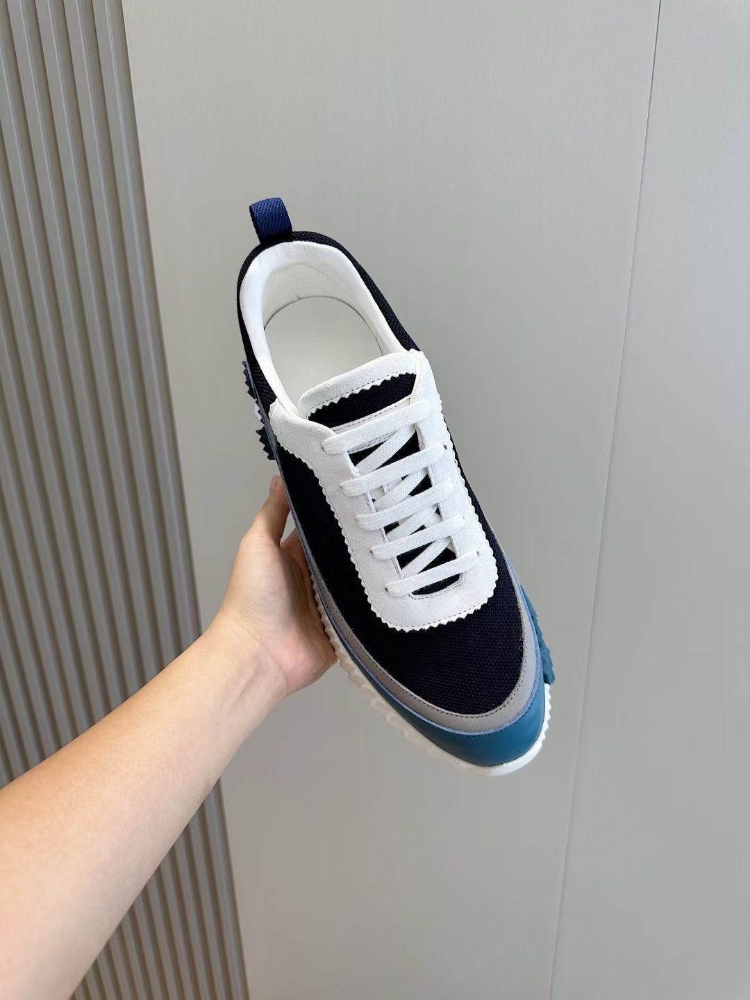Navy Knit Contrast Sole Runner - Men's
