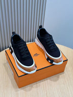Navy Knit Contrast Sole Runner - Men's