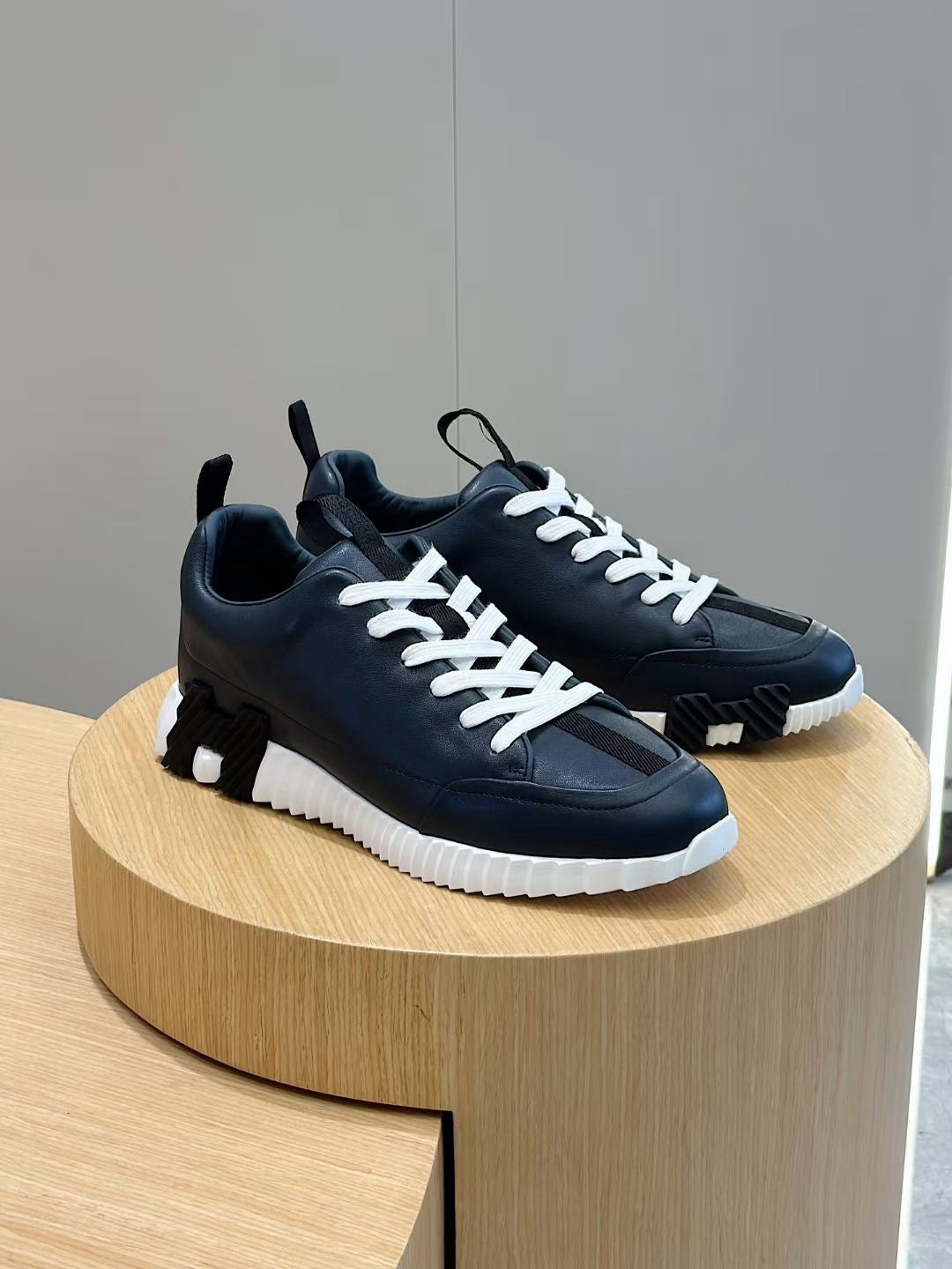 Navy Suede Panelled Low-Top - Men's