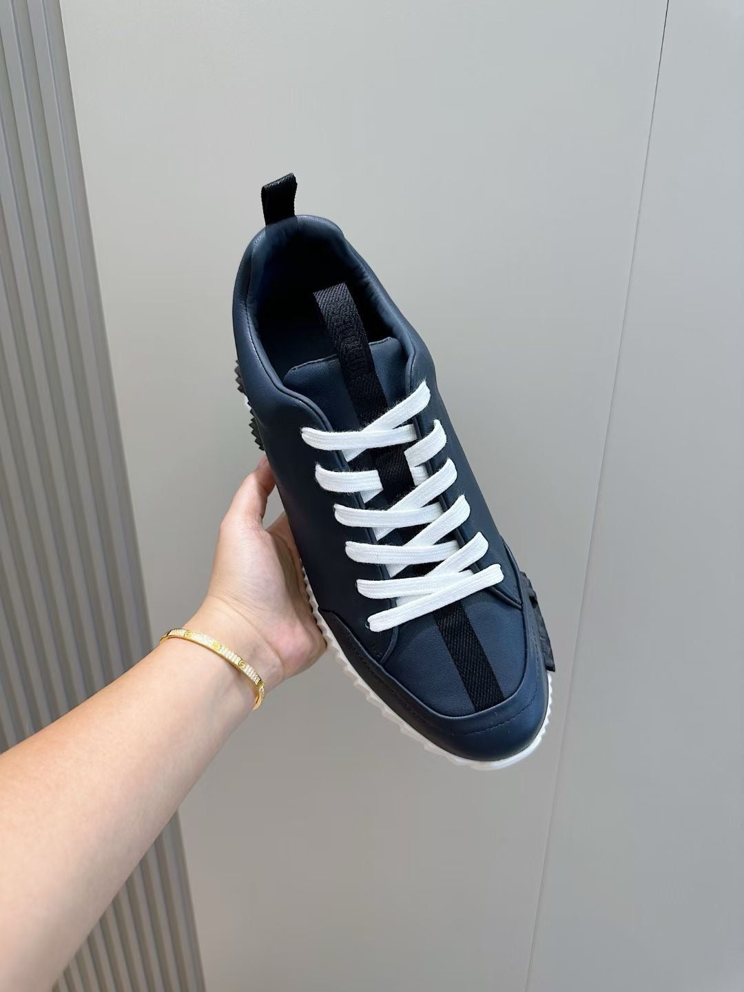 Navy Suede Panelled Low-Top - Men's
