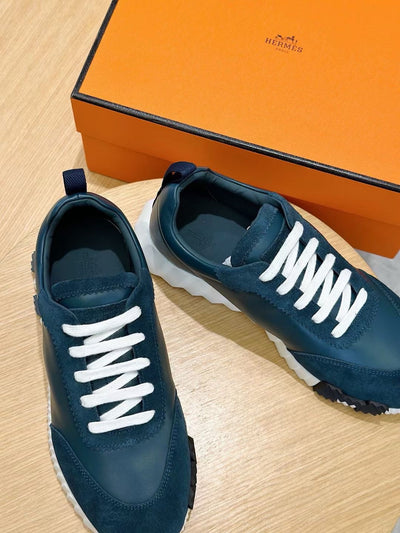 Navy Knit Panelled Runner - Men's