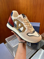 Cream Suede Colourblock Runner - Men's