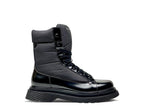 Black Leather Panelled Lace-Up Boot - Men's