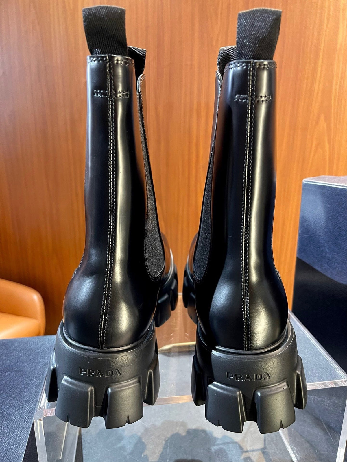Black Leather Chunky Sole Chelsea Boot - Men's