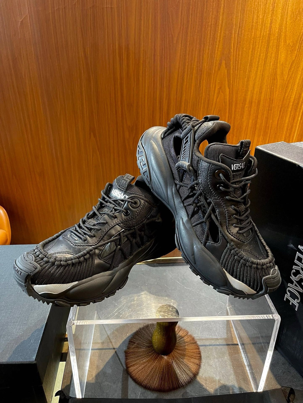 Black Leather Camo Print Chunky - Men's