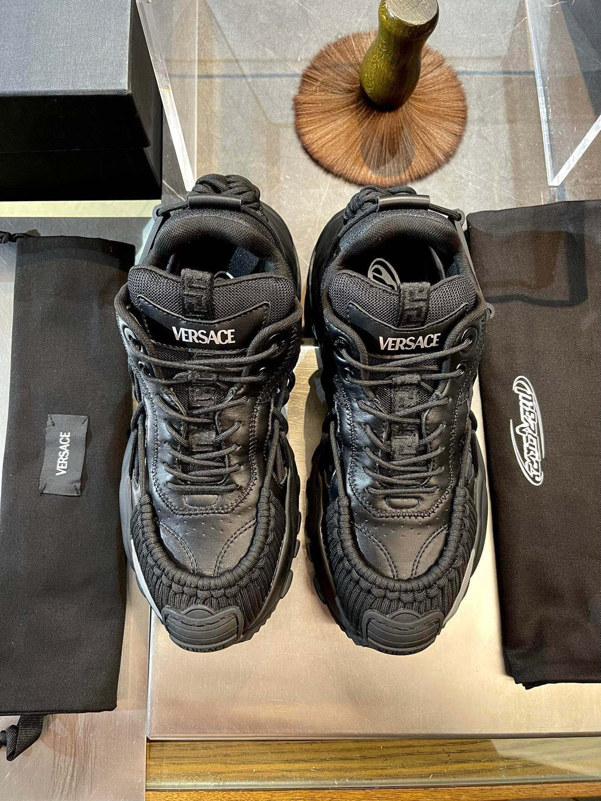 Black Leather Camo Print Chunky - Men's