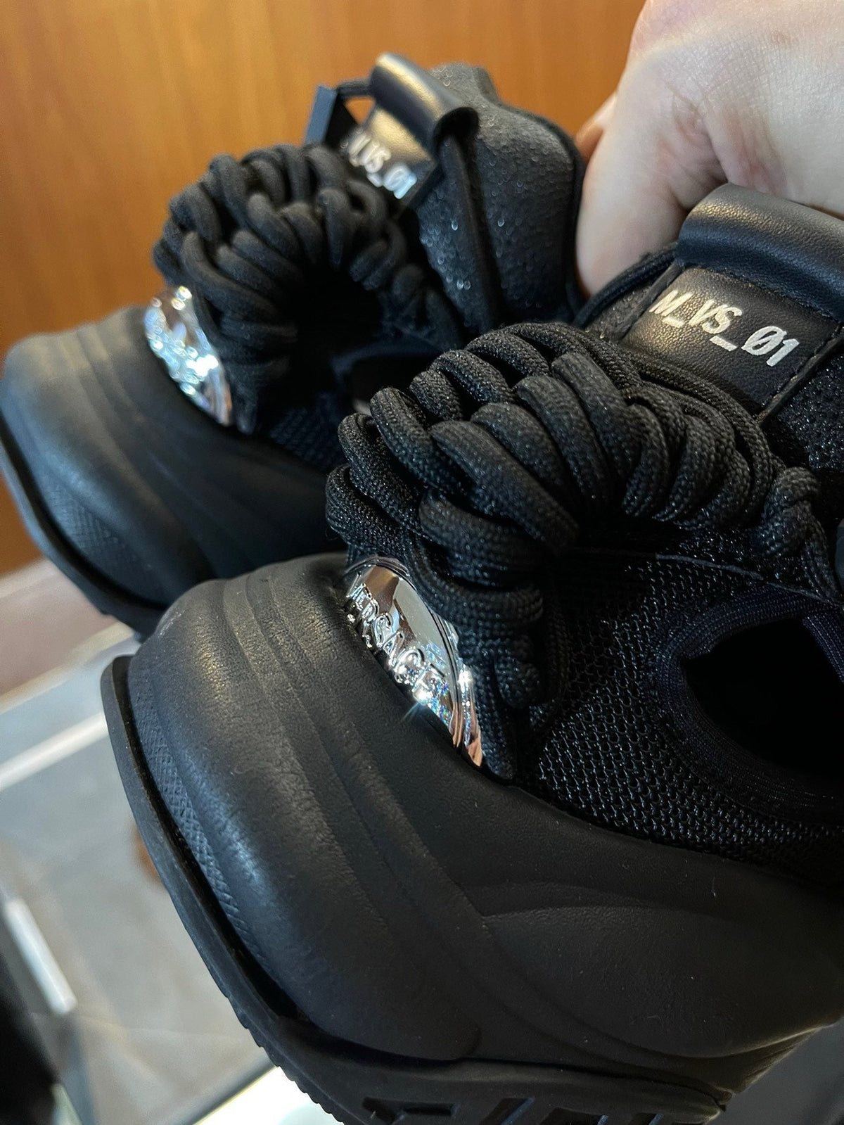 Black Leather Camo Print Chunky - Men's