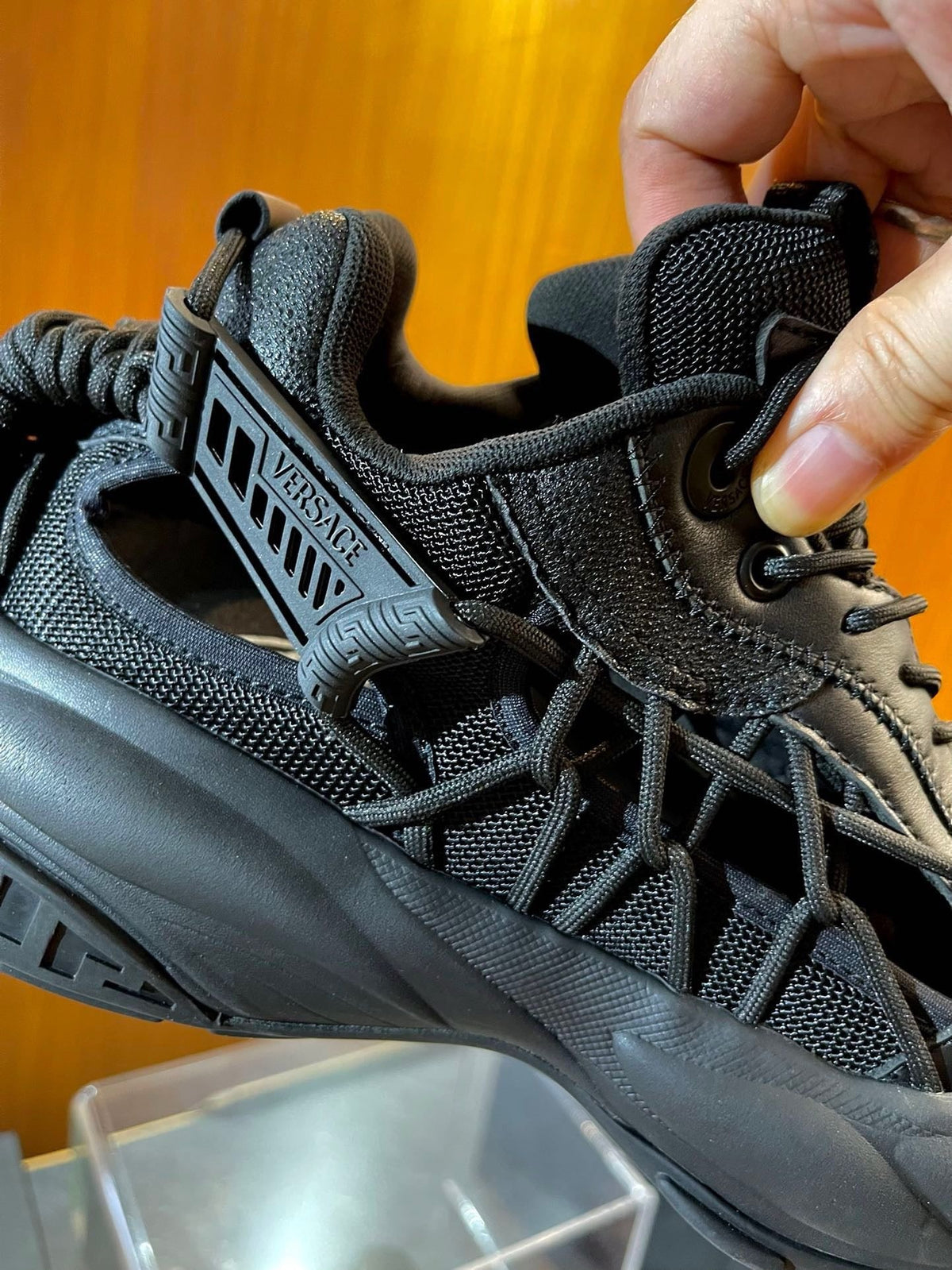 Black Leather Camo Print Chunky - Men's