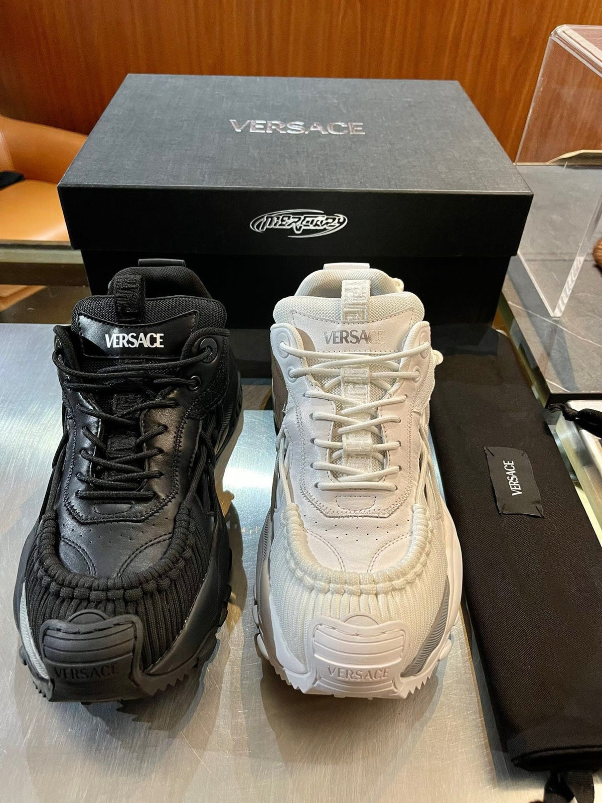 Black Leather Camo Print Chunky - Men's
