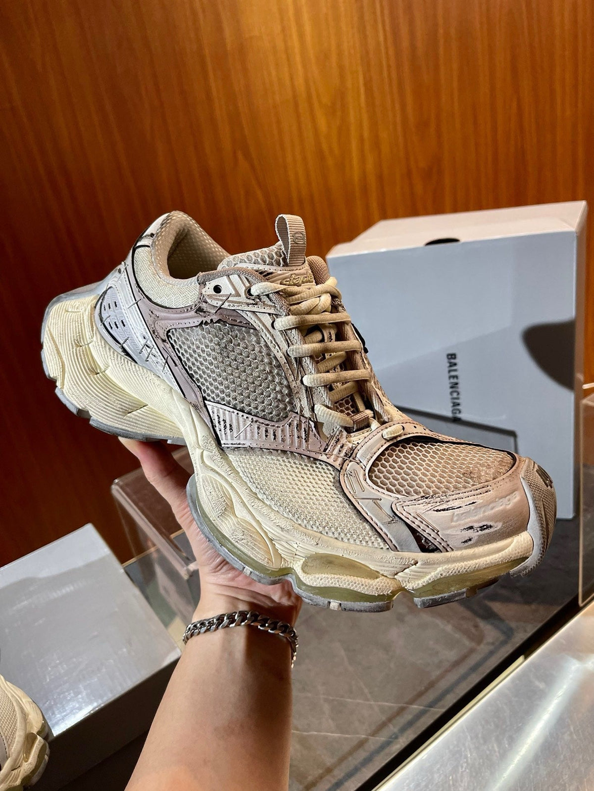 Dark Distressed Mesh Sneakers