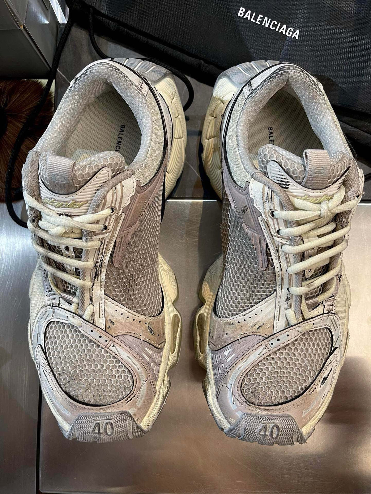 Dark Distressed Mesh Sneakers