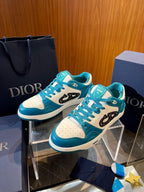 Leather Low-Top Teal CD Sneakers - Men's