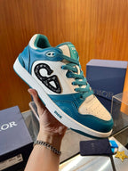 Leather Low-Top Teal CD Sneakers - Men's