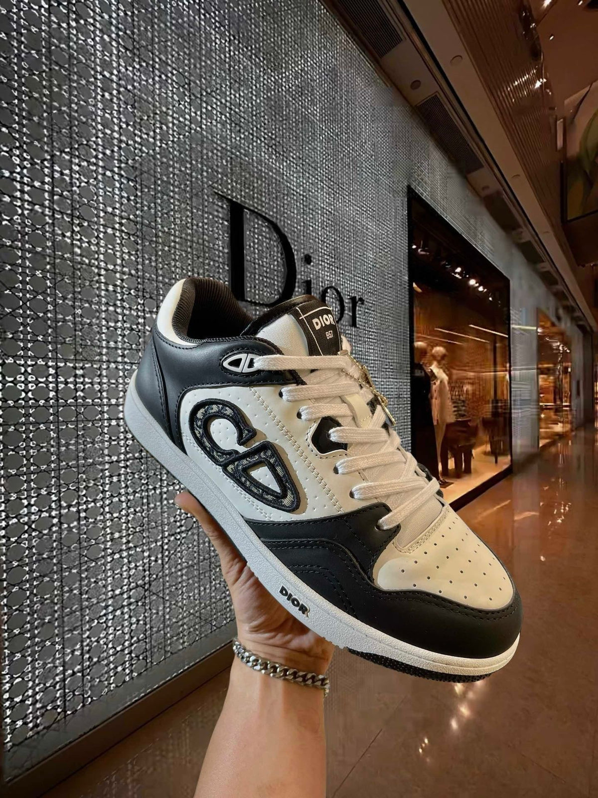Leather Low-Top Teal CD Sneakers - Men's