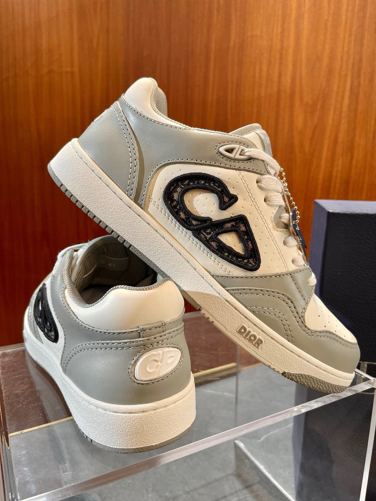 Leather Low-Top Teal CD Sneakers - Men's