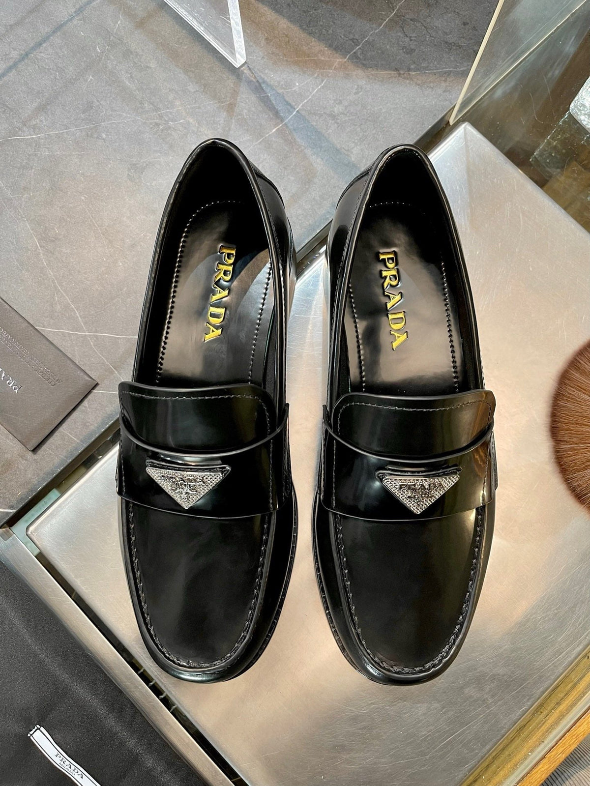 Black Patent Logo Plate Loafer - Men's