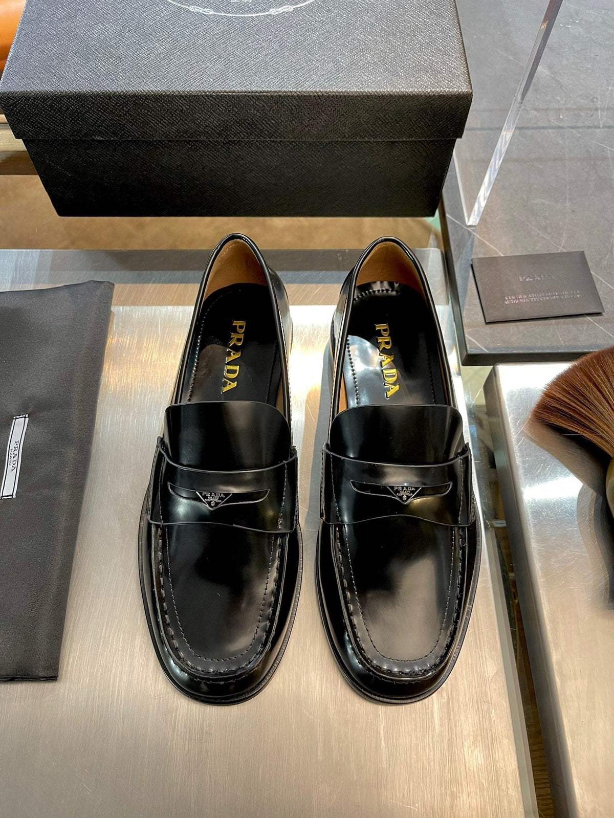 Black Patent Logo Plate Loafer - Men's