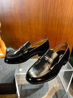 Black Patent Logo Plate Loafer - Men's