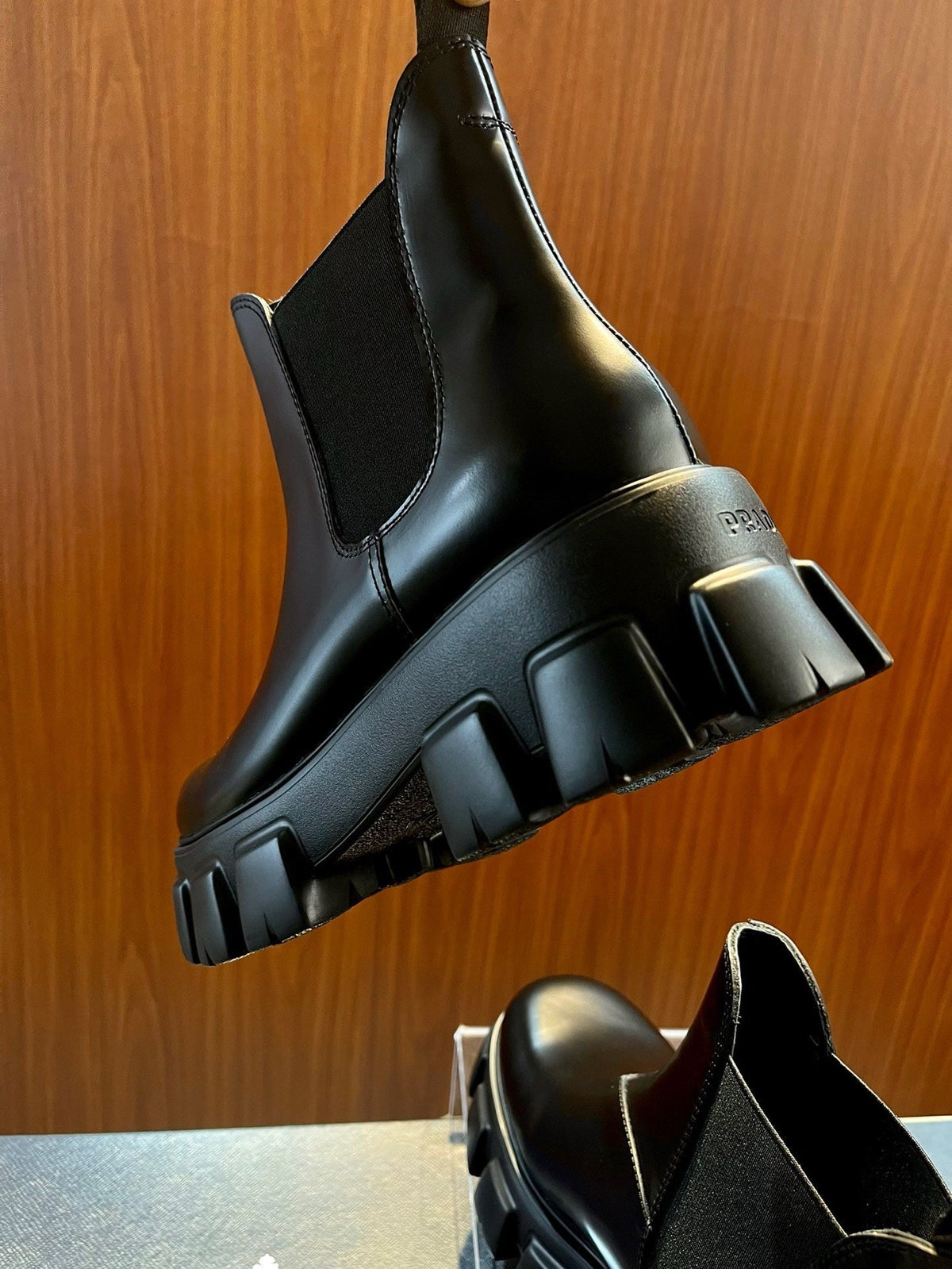 Black Leather Platform Chelsea Boot - Men's