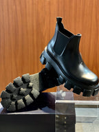 Black Leather Platform Chelsea Boot - Men's
