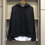 Black Cotton Contrast Hem Pullover - Men's