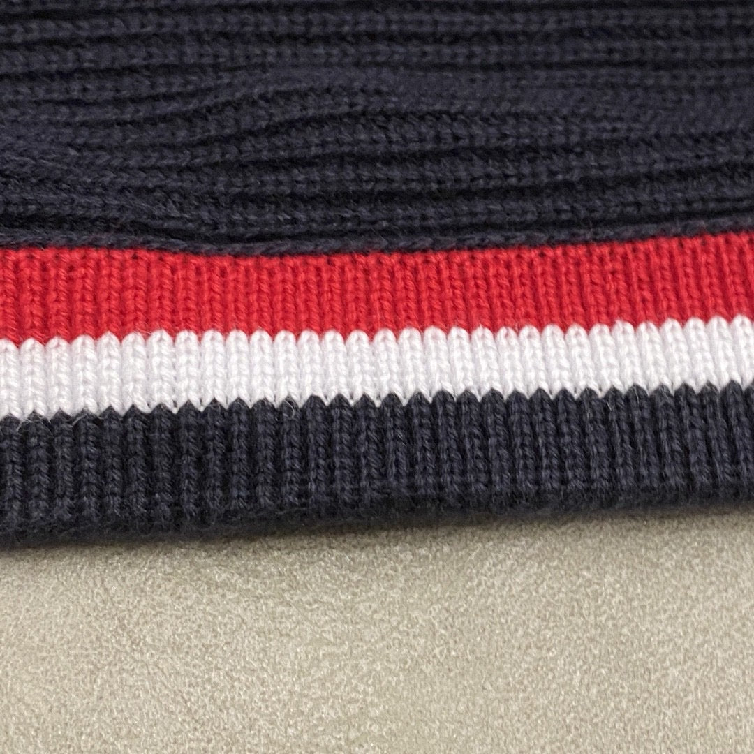 Black Cotton Contrast Hem Pullover - Men's