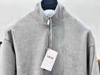 Grey Cotton Plain Half-Zip - Men's