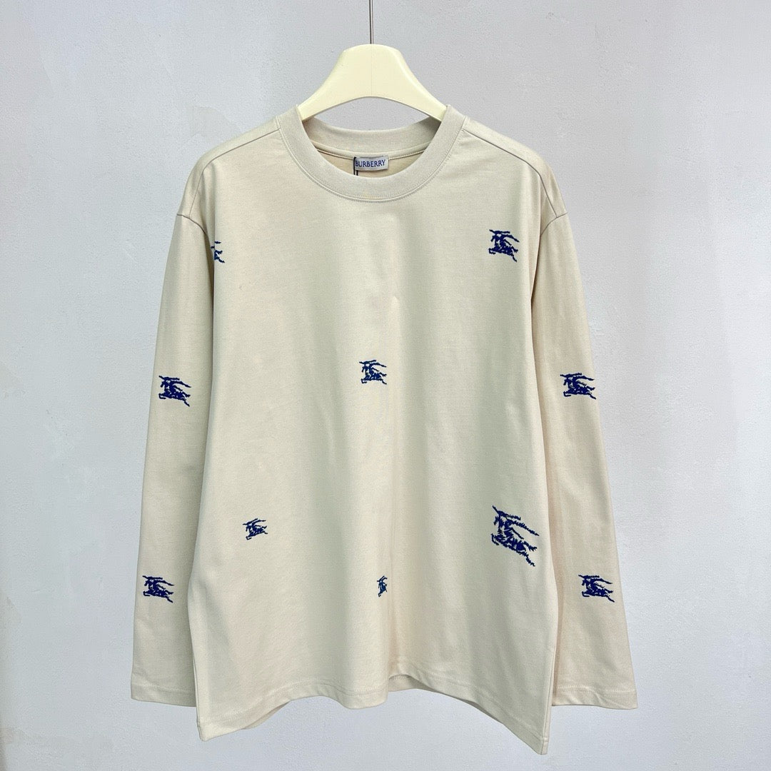Cream Cotton Allover Print Long-Sleeve - Men's