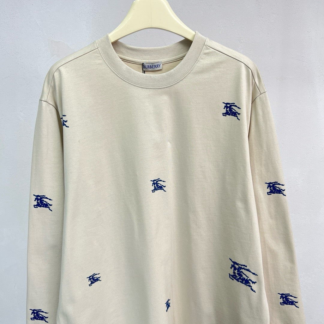 Cream Cotton Allover Print Long-Sleeve - Men's