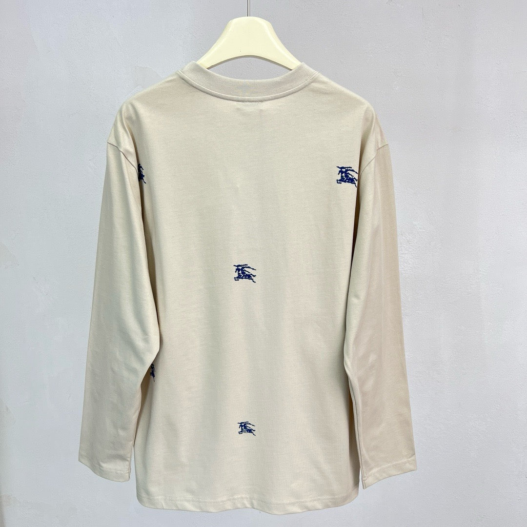 Cream Cotton Allover Print Long-Sleeve - Men's