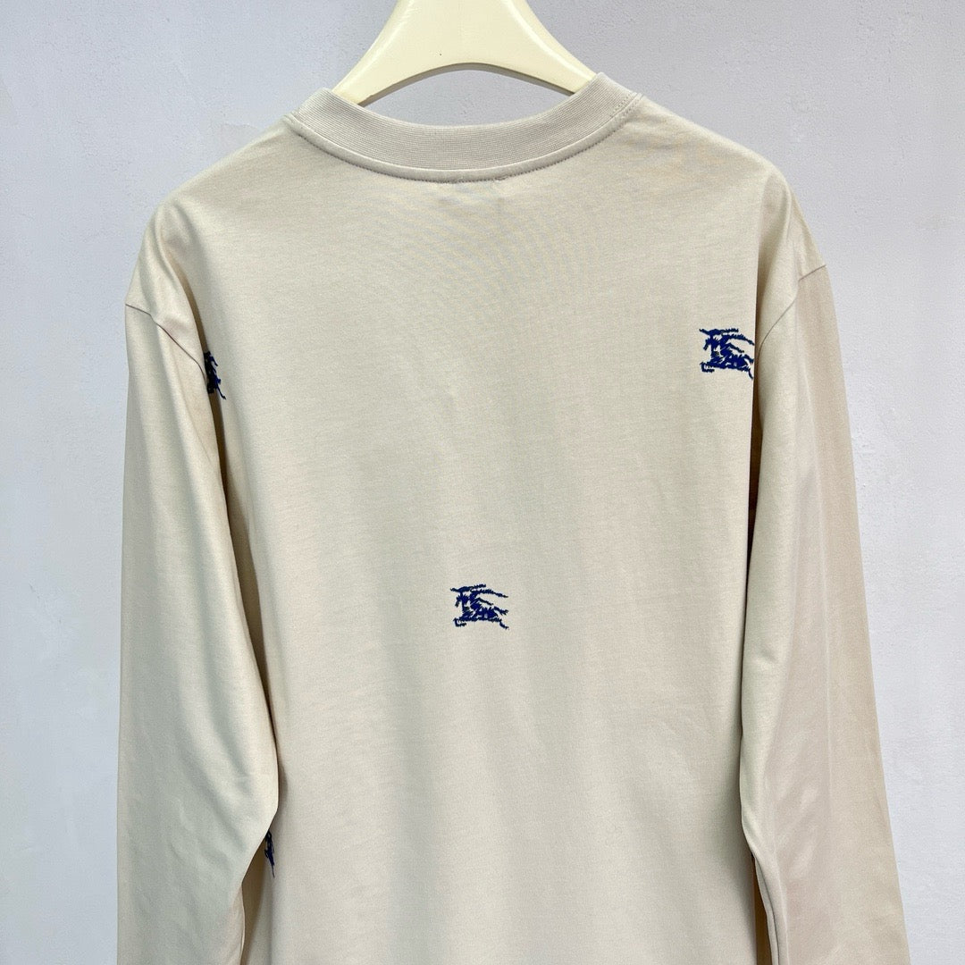 Cream Cotton Allover Print Long-Sleeve - Men's