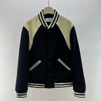 Black Wool Shoulder Panel Varsity - Men's