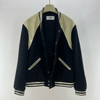 Black Wool Shoulder Panel Varsity - Men's