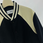 Black Wool Shoulder Panel Varsity - Men's