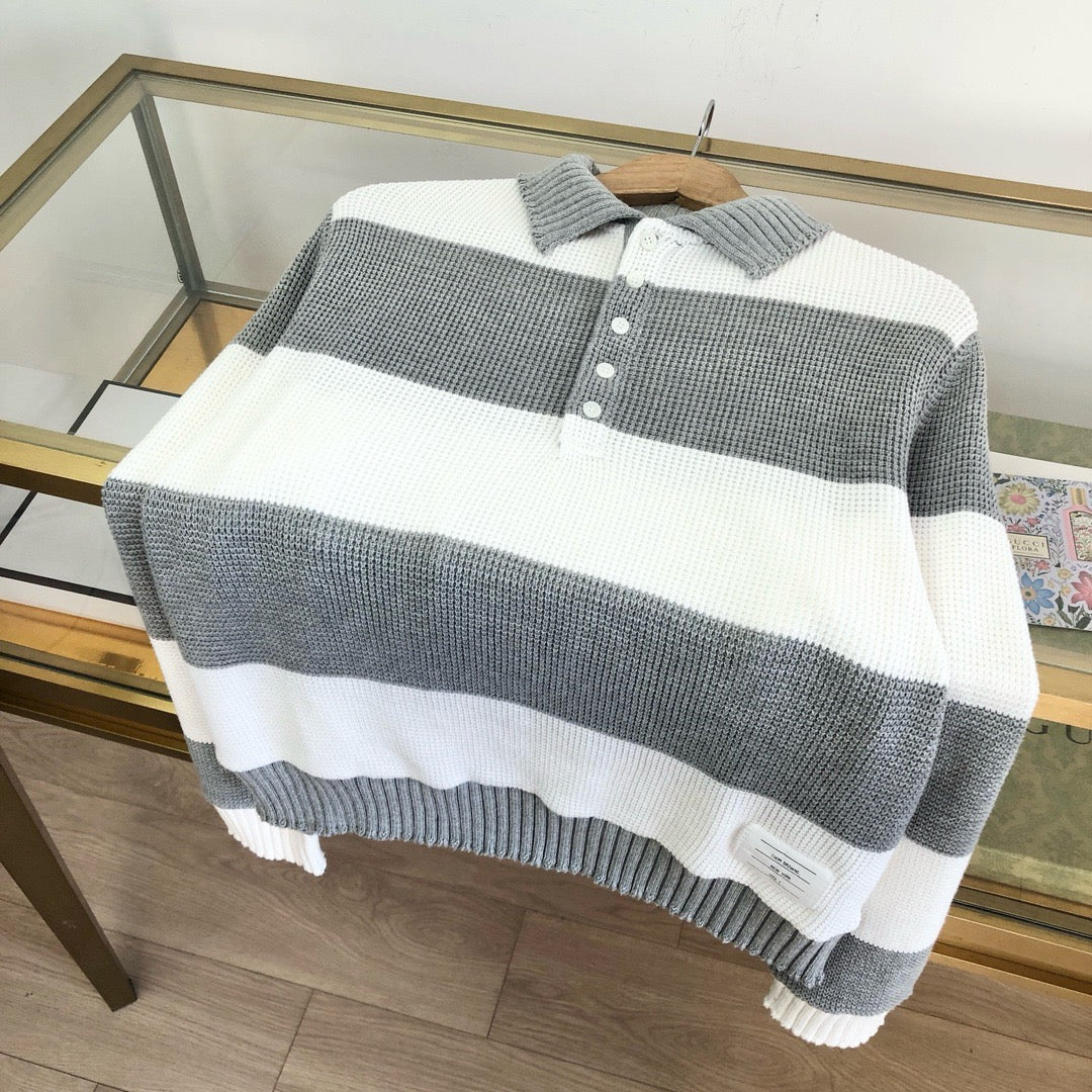 Striped Knit Polo Shirt - Men's