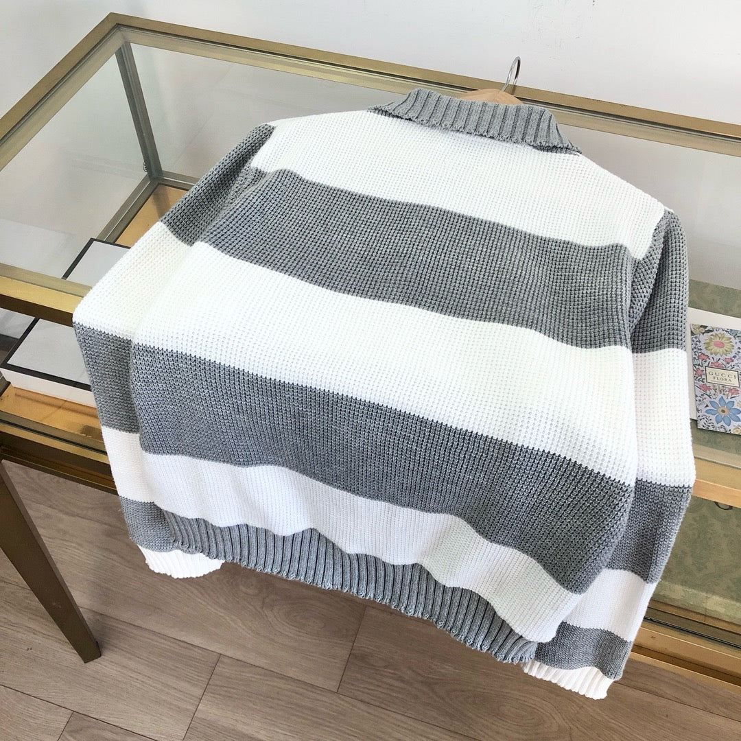 Striped Knit Polo Shirt - Men's