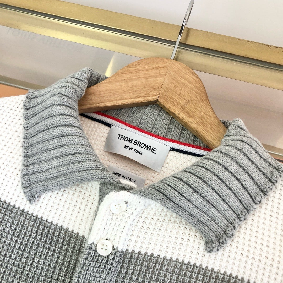 Striped Knit Polo Shirt - Men's