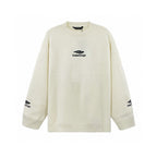 Black Cotton Sports Logo Crewneck - Men's