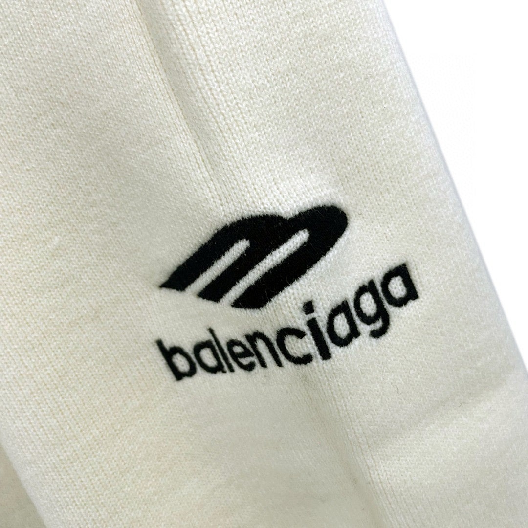 Black Cotton Sports Logo Crewneck - Men's