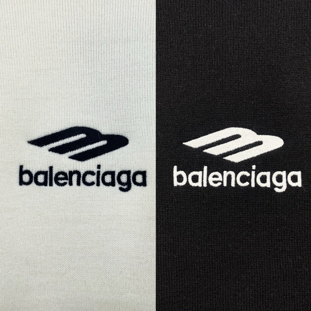 Black Cotton Sports Logo Crewneck - Men's