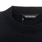 Black Cotton Sports Logo Crewneck - Men's