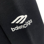 Black Cotton Sports Logo Crewneck - Men's